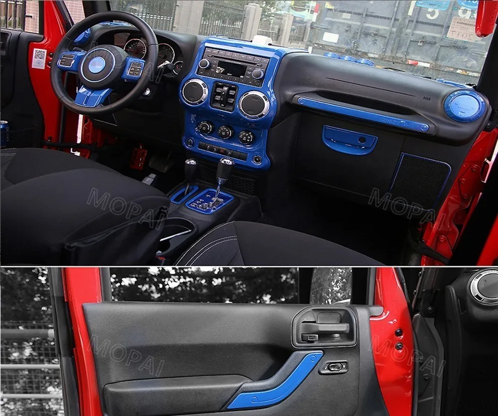 MOPAI молдинги для салона, красный набор для украшения салона автомобиля, наклейки для Jeep Wrangler JK 2011-, автомобильные аксессуары, Стайлинг