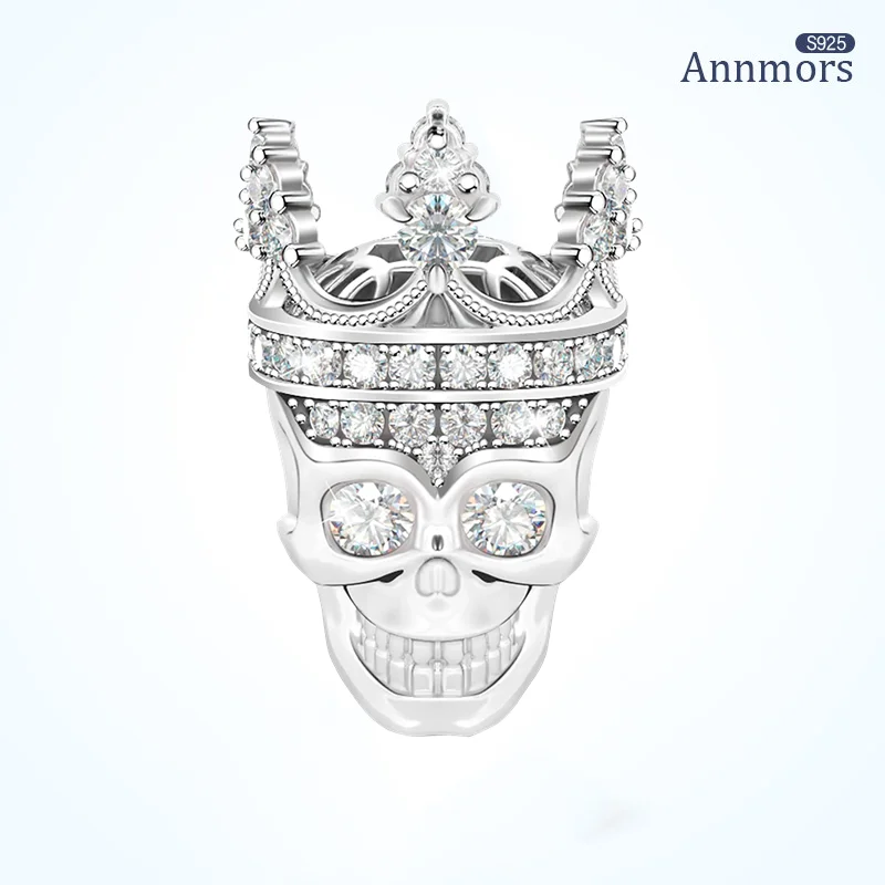 Подвеска в виде черепа с серебряной короной ювелирные изделия серебряным