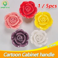 15pcs rose ceramic cabinet knobs cartoon children room moon star wardrobe handle garden door handle cabinet handles for kids