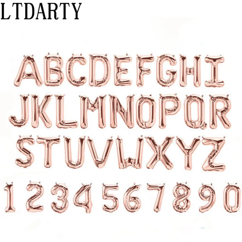 16 дюймов розовое золото алфавит искусственный шар для детской вечеринки на день