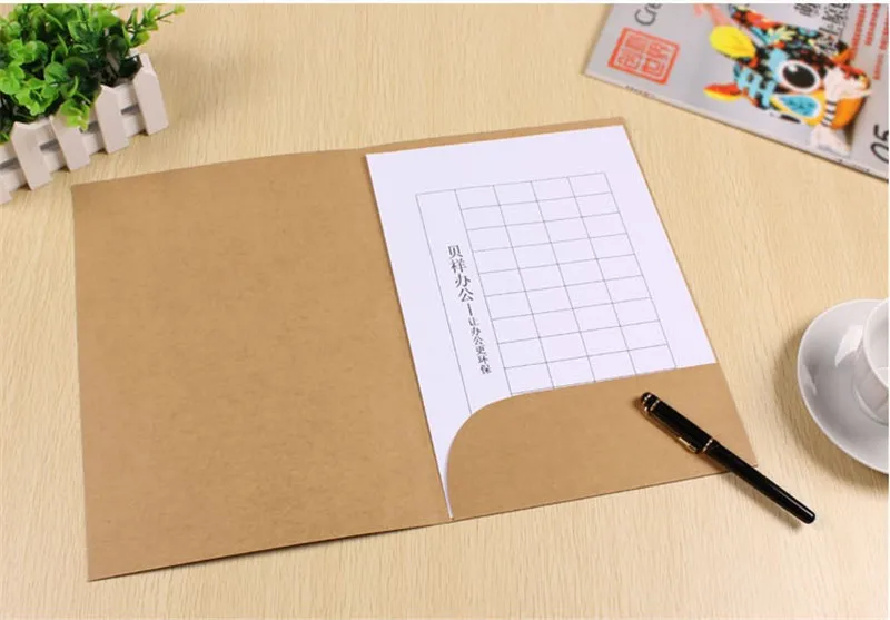 

Wholesale 100 pcs A5 paper file folder with pocket kraft Black colors to chose,Size 22*15cm