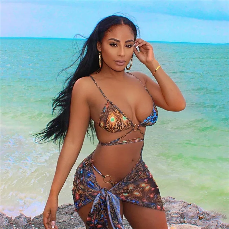 Сексуальный бандо Бикини бандажный купальник Женский однотонный 2021 купальные