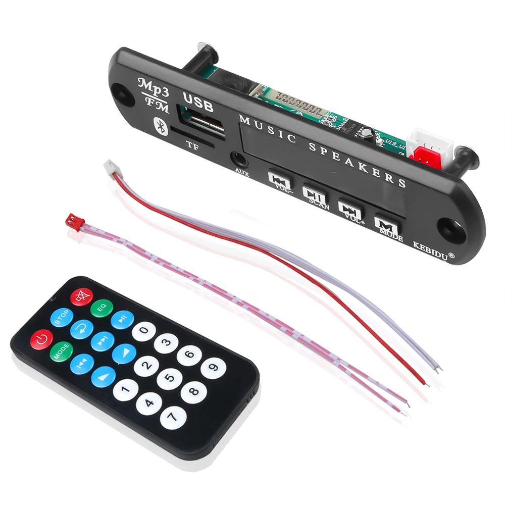 Mp3-плеер kebidu Bluetooth 5 в 12 В USB SD(TF) AUX FM Радио MP3 WMA декодер плата аудио модуль с пультом