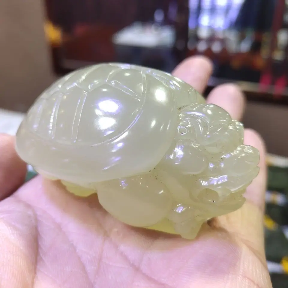 

Natural White Jade Dragon Turtle Pixiu Three Dimensional Jadeite Necklace Jewellery Accessories Hand-Carved Luck Amulet Gifts