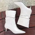 BERZIMER100% г. Женские ботильоны из натуральной кожи плиссированные Ботинки на каблуке 5,5 см без застежки женская мягкая обувь размер 36 37 38 39