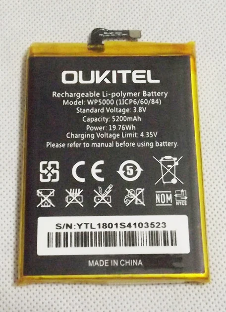 Оригинальный аккумулятор oukitel wp5000 5200 мАч 3 8 в для Oukitel Wp5000 Ip68 дисплей 5 7 дюйма 18: | Отзывы и видеообзор