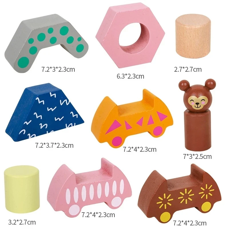 

Montessori Wooden Stacking Game Building Blocks Early Education Toys For Children Interactive Toy IQtoys