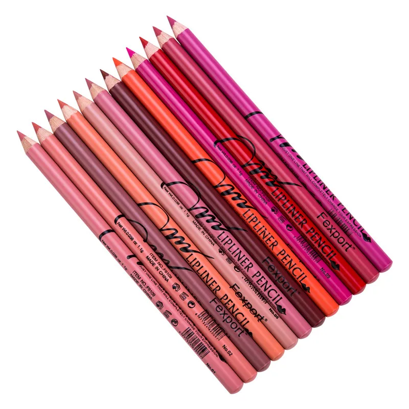 12 шт./компл. с контурным карандашом для губ Цвет пикантные туфли красной