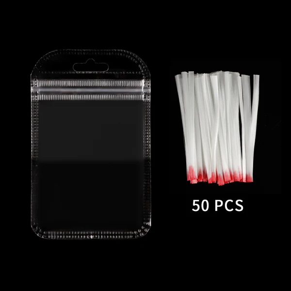 50Pcs Red Pro наращивание ногтей 1 м/1,5 м/2 м дизайн ногтей стекловолокно наращивание ногтей Акриловые наконечники УФ гель DIY ногти кончики для французского маникюра маникюрный салон инструмент - Цвет: 50Pcs Red