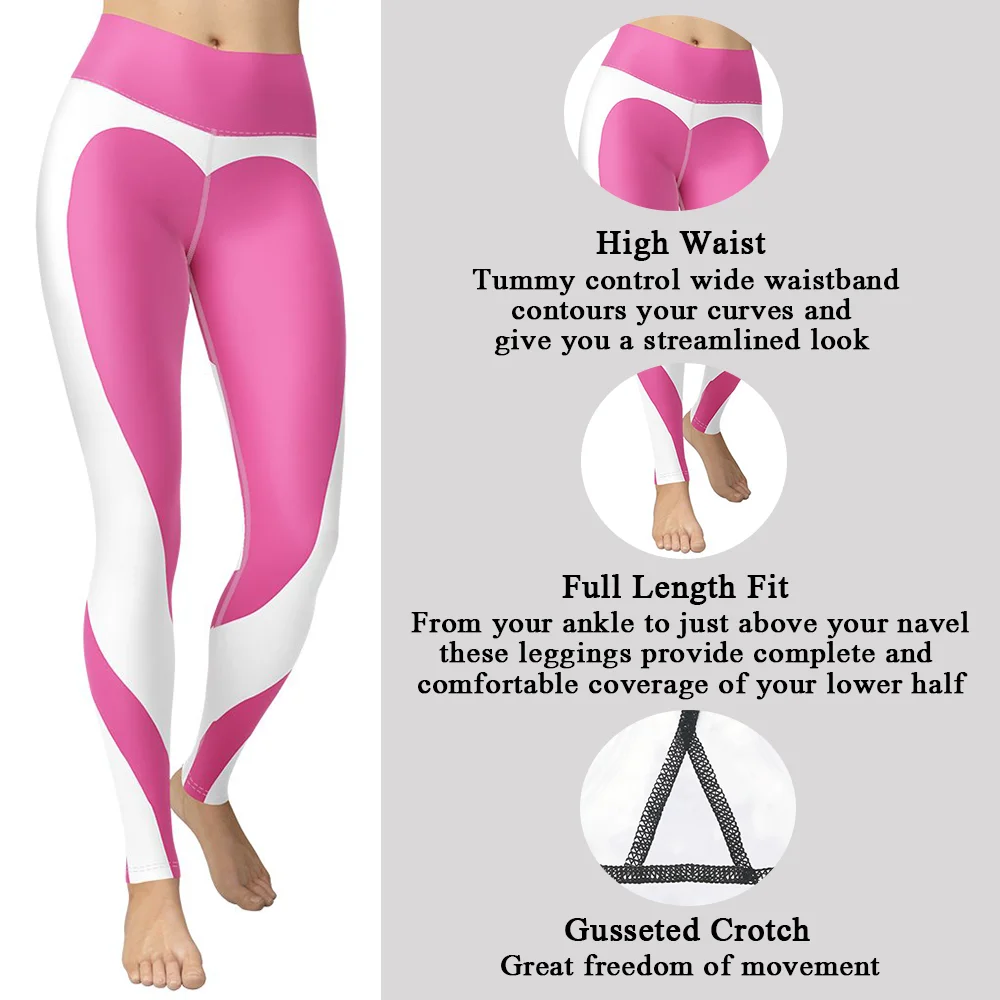 

Женские леггинсы с сердечками Gossina, розовые длинные штаны, сексуальная спортивная одежда, леггинсы для фитнеса, белая спортивная одежда для ...