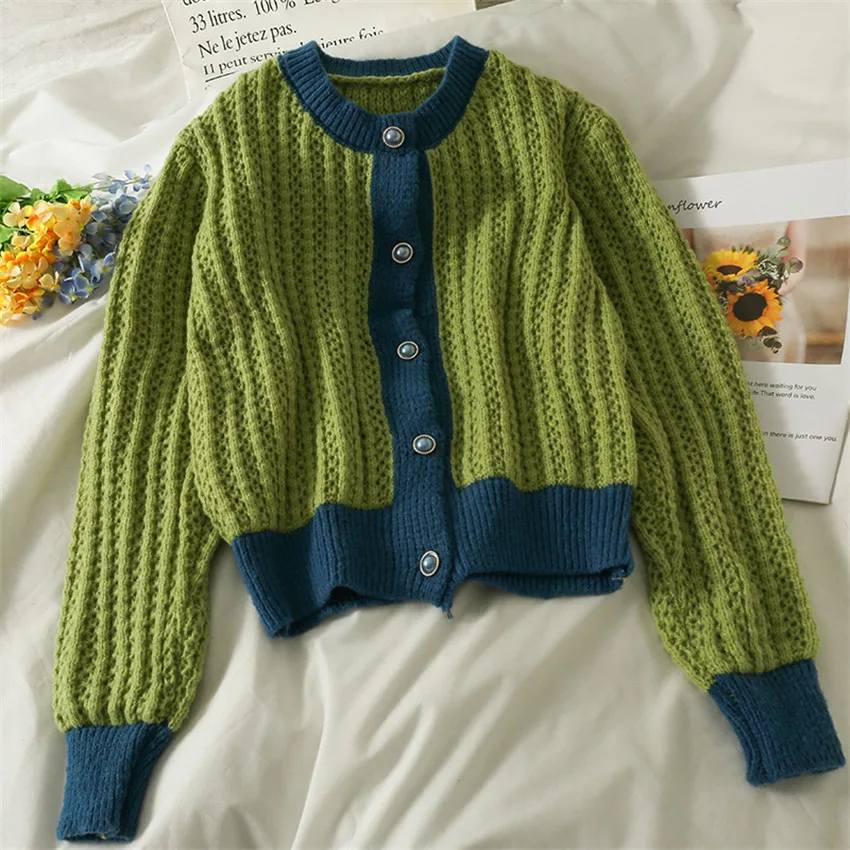 

Женский вязаный кардиган, элегантный свитер составного кроя, Модная трикотажная одежда в Корейском стиле на осень и зиму