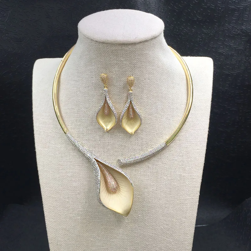 Lanyika ювелирные изделия Элегантный художественный Калла Lily покрытием ожерелье с