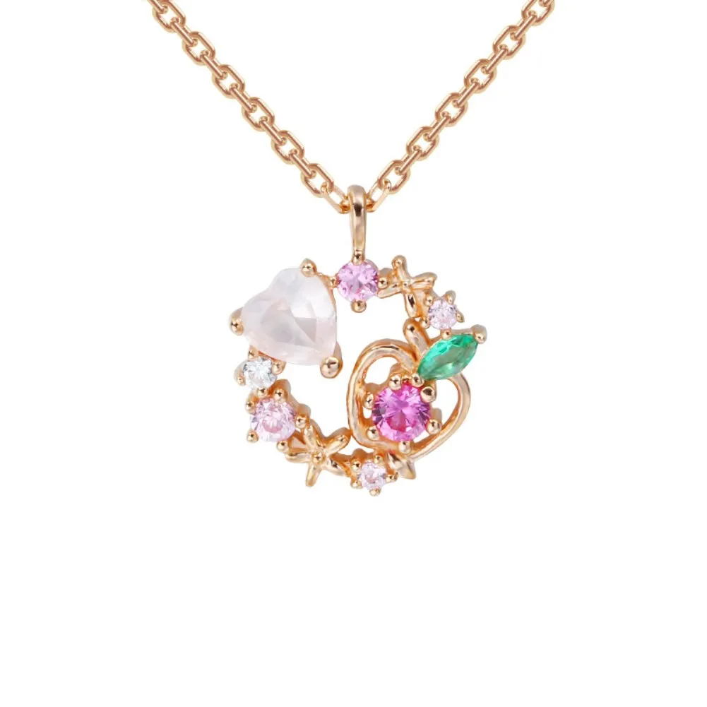 

Sterling S925 Silver Necklace Gold Plated Fairy Tale Snow White Crystle Apple for Women Girlfriend Gift Luxury Jewelry ALTB-974