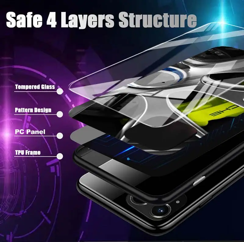 

Tempered Glass Case Coque for Apple iPhone 11 Pro MAX XR X XS MAX 7 8 Plus SE 2020 6 6s Plus Cover Motorsport Amge Tire Car