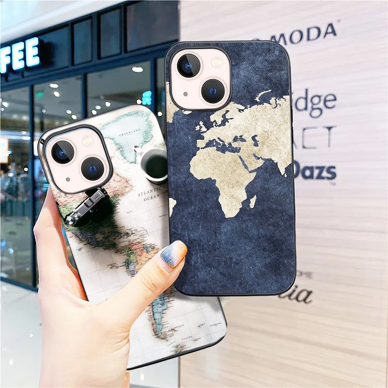 

World Map Travel Case for IPhone 11 12 13 Pro Max Mini Cover for IPhone 7 8 6 6S Plus X XR XS MAX 5 SE 2020 Soft Silicone Funda