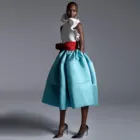 Пышная пятнистая юбка миди, юбки, длинная Плиссированная юбка, женская одежда, корейская модная юбка с высокой талией, голубая юбка, платье с оборками