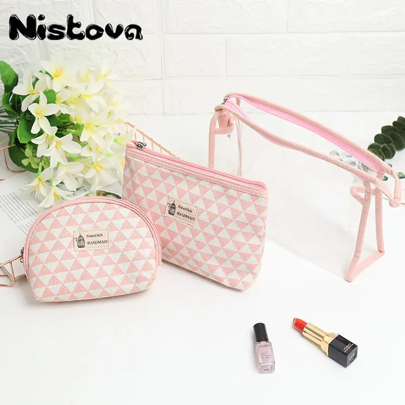 

Transparent Cosmetic Bag Three-piece PVC Waterproof Korean Student Large-capacity Storage Bag Travel Multi-function Toilet Bag