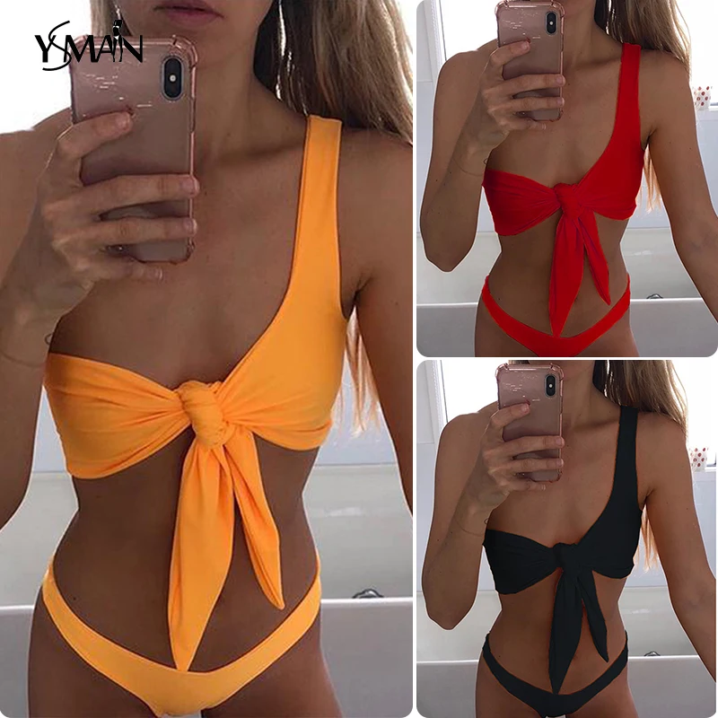 Yisiman микро бикини 2019 чистый цвет купальный костюм женский Бразильский стринги