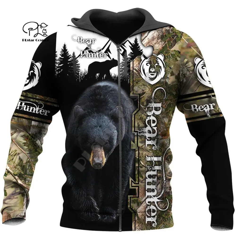 

PLstar Cosmos 3DPrint Brown Bear Hunter Hunting Animals Funny Men/Women Harajuku Streetwear Hoodies/Zip Hoodie/Sweatshirt/-c17