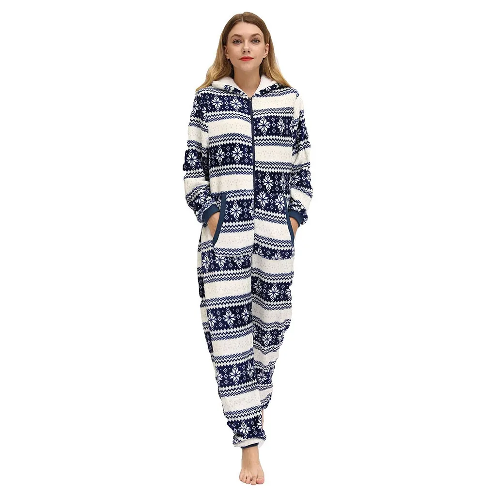 BLUE Модные женские домашние комплекты для сна в горошек с капюшоном, фланелевые комбинезоны с длинным рукавом, спортивный костюм, женская одежда для отдыха - Цвет: BLUE