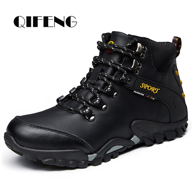 

Summer Men's Ankle Boots Classic Outdoor Sneakers Winter Cowboy Boots Trekking Proper Trail Running Shoes Black Leather Footwear