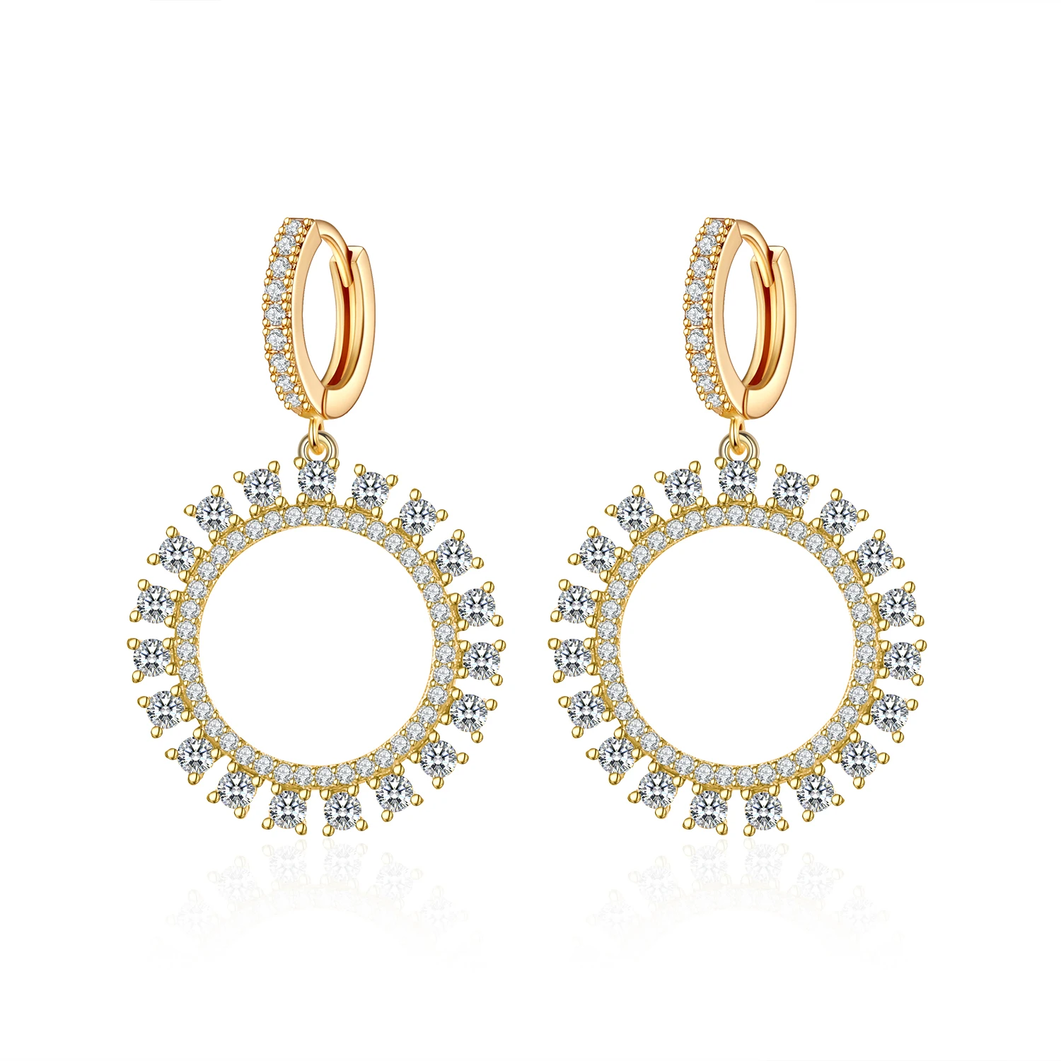 

Brilliant Women Dangle Earrings Round Cubic Zirconia Versatile Gorgeous Female Accessories Wedding Bands Fashion Jewelry