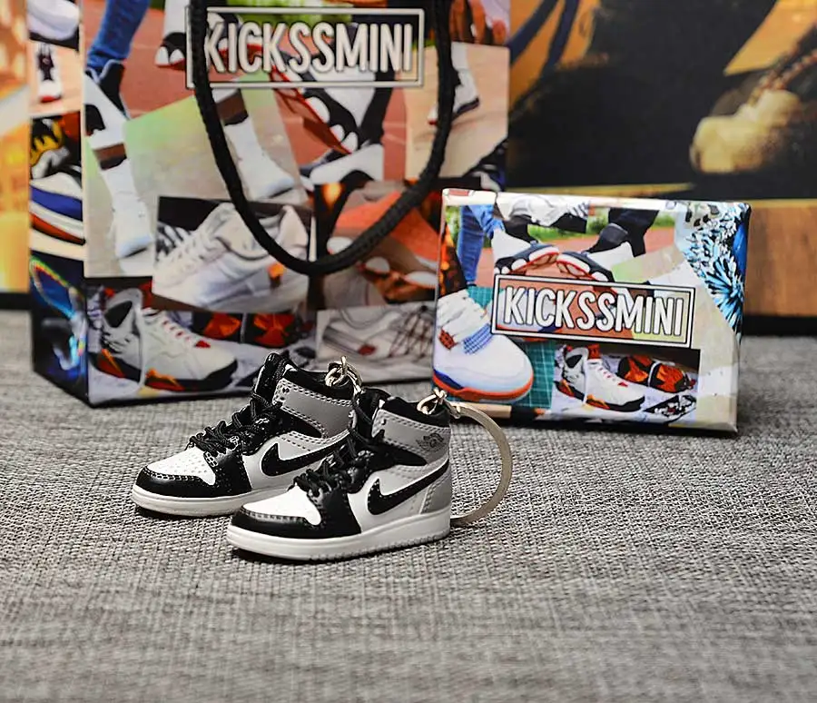a pair w black ring Персональный DIY Jordan Generation AIR JORDAN 1 chicago 3D кроссовок фигурный брелок сумка Подвеска парный брелок - Цвет: a pair w black ring