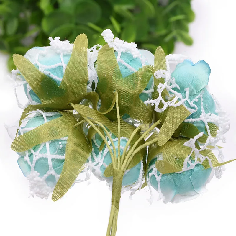 12 шт./лот 3 см Искусственный кружевной цветочный букет для невесты искусственная