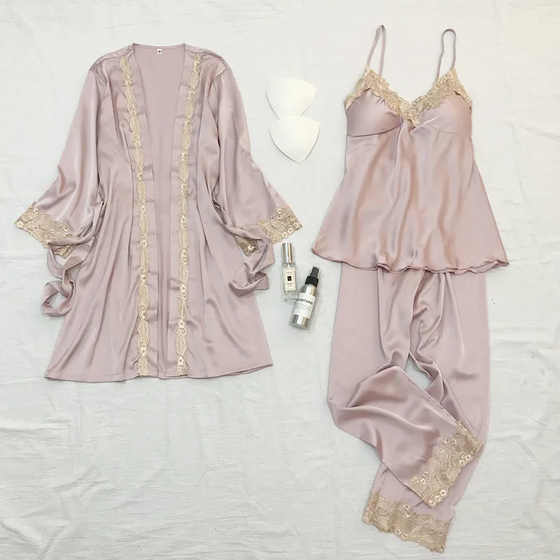 Пижама женская шифоновая на бретельках весна лето 2019 четыре комплекта из