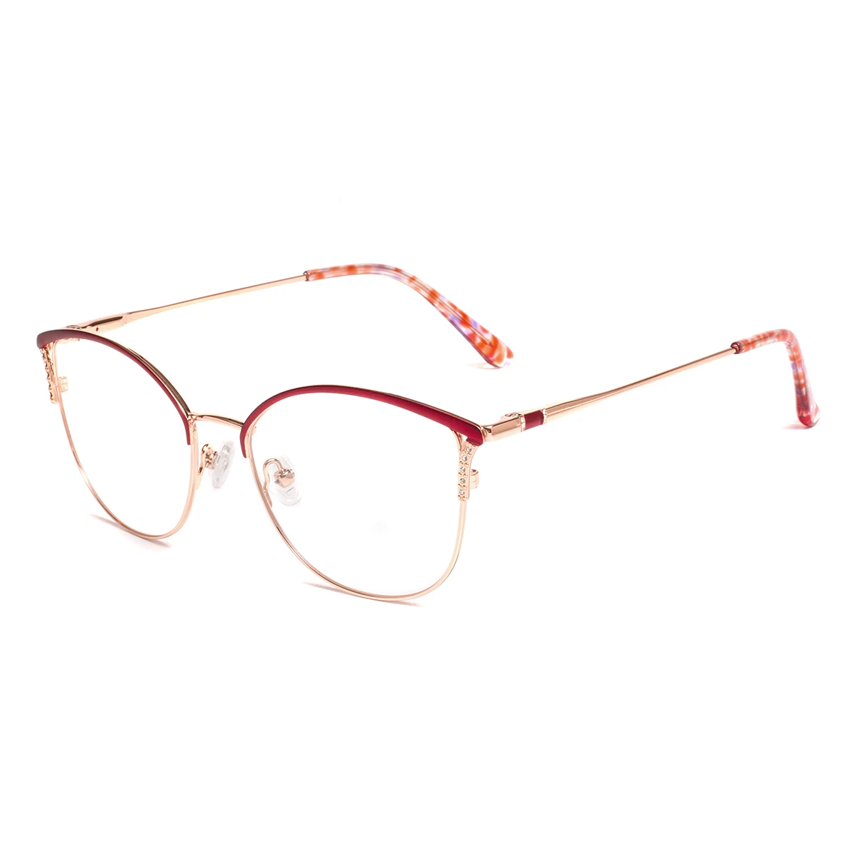

Fashion Women Cat Eye Full Rim Metal Spectacles Frames Prescription Eyeglasses With Spring Hinge For Lenses Myopia Reading