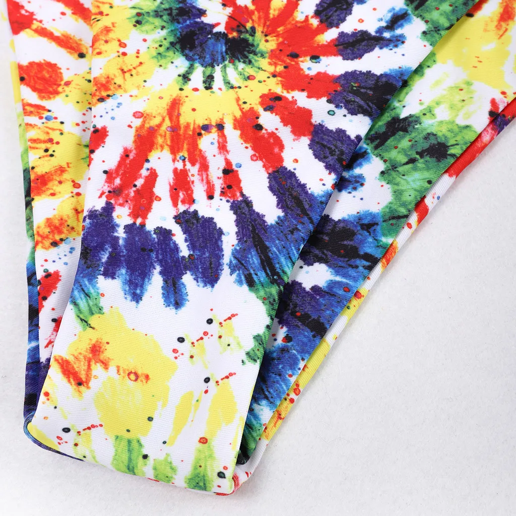 Комплект бикини женский с принтом бандо пляжная одежда подкладками купальный