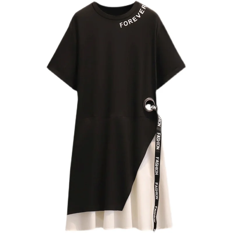 

COIGARSAM Short Sleeve Women dress New Summer Dresses Black 5117