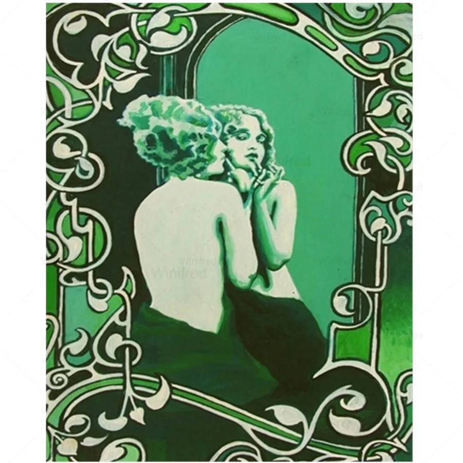 

5D Diamond Painting Vanity Figure Beauty Lady Mirror Goddess Mosaic Diy Full Round Diamond Embroidery Cross Stitch Poster