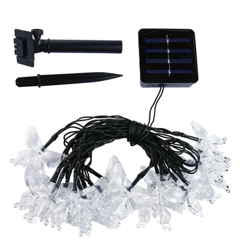 20 шт. Led 4 8 м Бабочка Солнечная гирлянда 2 режима новогодние вечерние украшения для