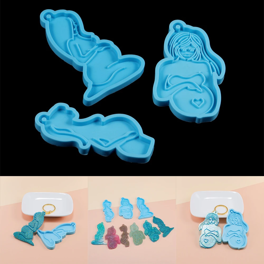 

3 Style Pregnant Woman Image Silicone Mold Mother Breastfeeding Pendant Epoxy Resin Molds For DIY Keychain Decor Jewelry Making