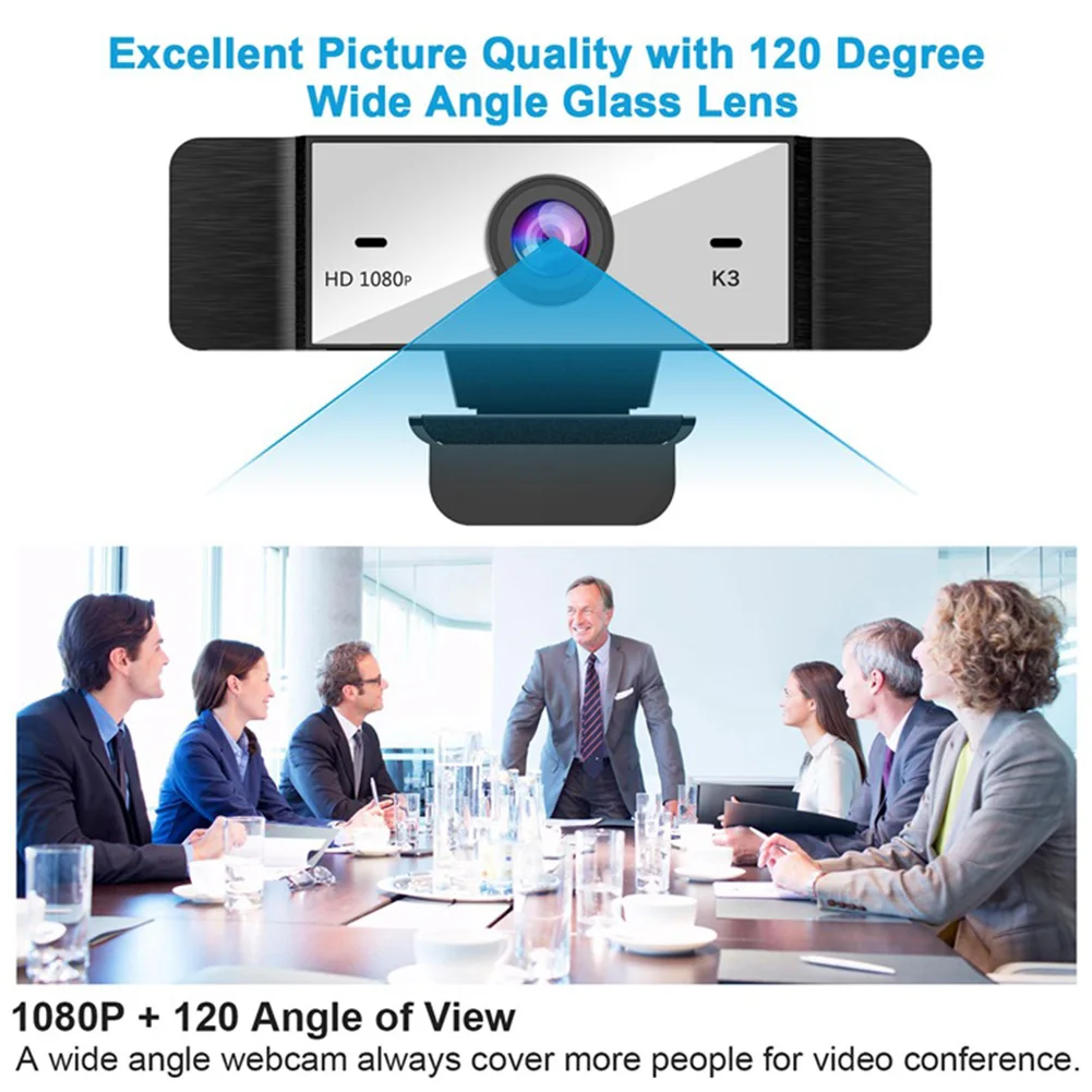 

Laptop With Microphone Broadcasting Camera Webcam 120 Degree USB 2.0 1080P Full HD PC Wide Angle Video Recording Live Streaming