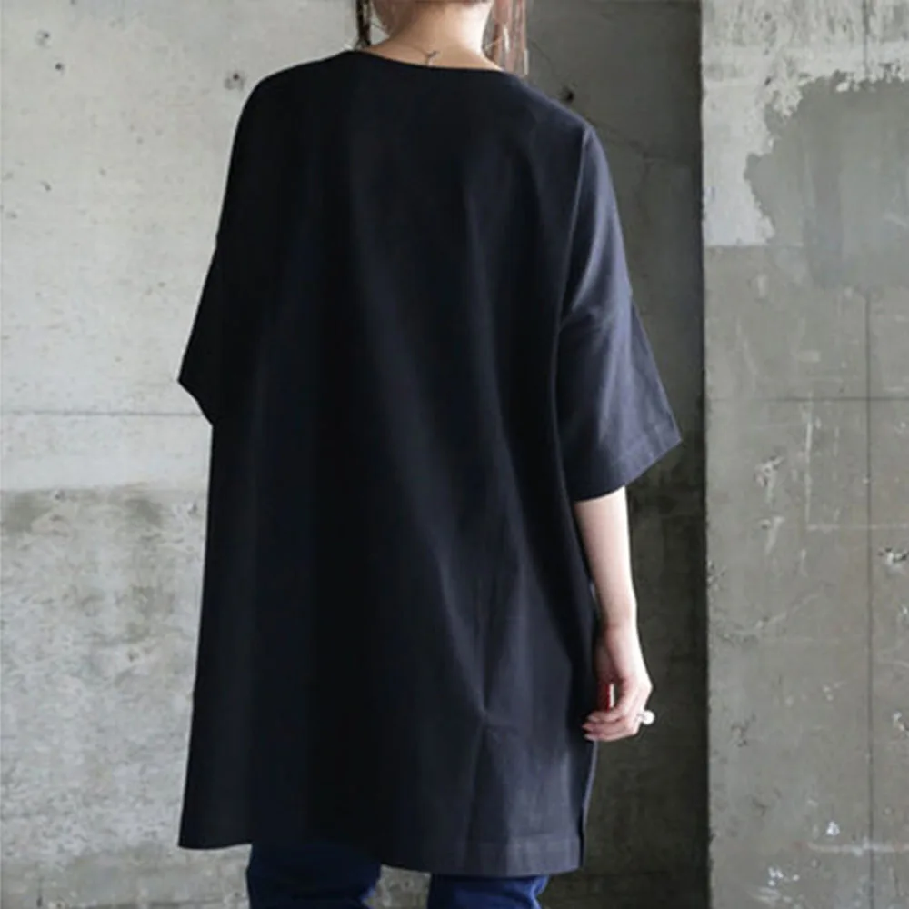 

T-Shirt Mid-length Short-sleeved Tee Loose Plus Size Top 2021 Summer New Round Neck White Fresh Japan And South Korea Simple