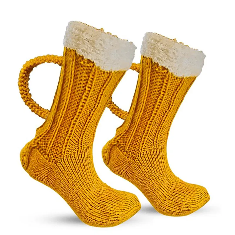

Носки с 3d-рисунком пивной кружки, милые носки унисекс, новинка, зимние теплые носки для пола для мужчин и женщин, подарок
