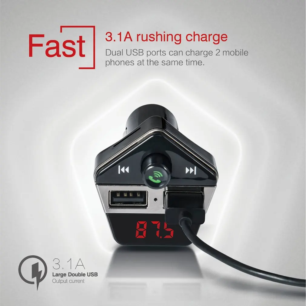 ST06 Portable Car Handsfree Kit FM Transmitter MP3 Player Dual USB Charger TF/U Disk Music Playing Tool |