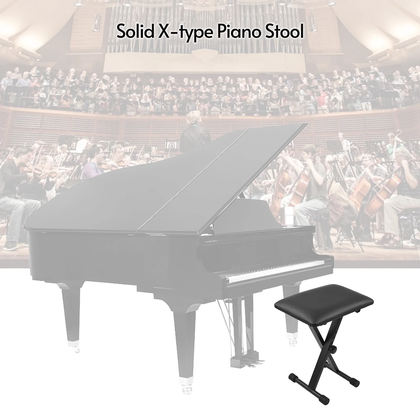 

Muslady Adjustable Height X Style Piano Keyboard Bench Stool Seat PU Cushion Padded Steel Structure