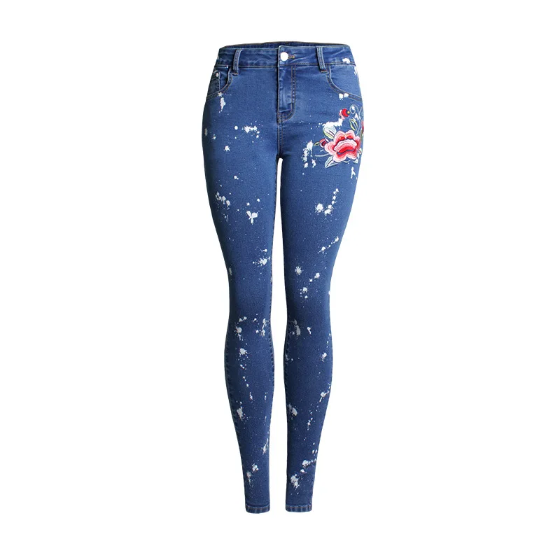 

Women's Embroidery women's Leggings embroidered jeans personalized paint spot spray dyeing slim fit pants