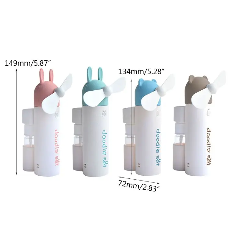 

YAM 1PC Cute Cartoon Rabbit Mini Handheld Fan with Water Spay Bottle USB Rechargeable Water Mist Electric Fan for Indoor Outdoor