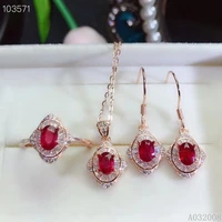 kjjeaxcmy fine jewelry 925 sterling silver natural ruby earrings ring pendant necklace exquisite ladies suit support testing