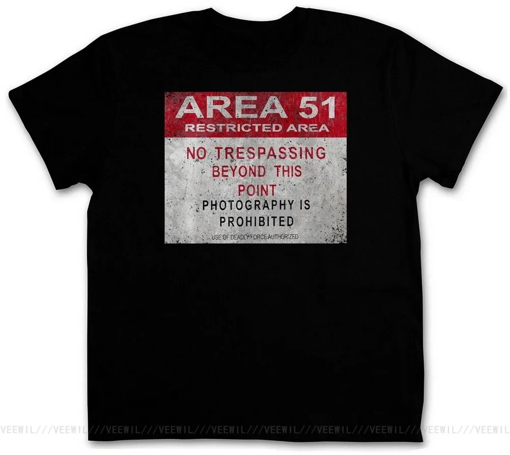 

Винтажная футболка с логотипом AREA 51 Предупреждение ющая о НЛО, TR3B, необычная футболка Adamski Secret Alien, стильная круглая футболка