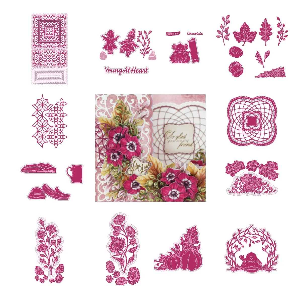

Autumn Mouse and Chocolate Woven Metal Cutting Die Scrapbook Embossed Paper Card Album Craft Template New for 2021 Arrival