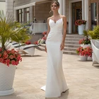 Женское длинное свадебное платье, без рукавов, с V-образным вырезом