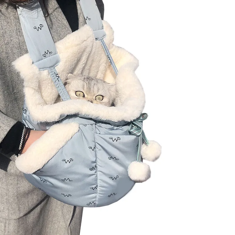 Сумка-переноска для собак Outdoor Pet Dog Cotton Carrier Bag Front New Out Double Shoulder Portable Travel Backpack Keep Warm /House on.