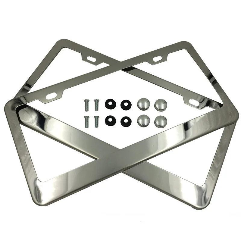 

CHIZIYO 1PC Stainless Steel Auto License Plate Frame Tag Cover Holder For Truck Vehicles Silver Black With Screws For US Canada