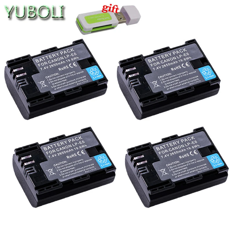 4battery Декодированный lpe6 bateria lp e6 E6N LP-E6N LP-E6 батарея+ двойное зарядное устройство для Canon 5D Mark II Mark III 6D 7D 60D 60Da 70D 80D DSLR - Цвет: 4battery