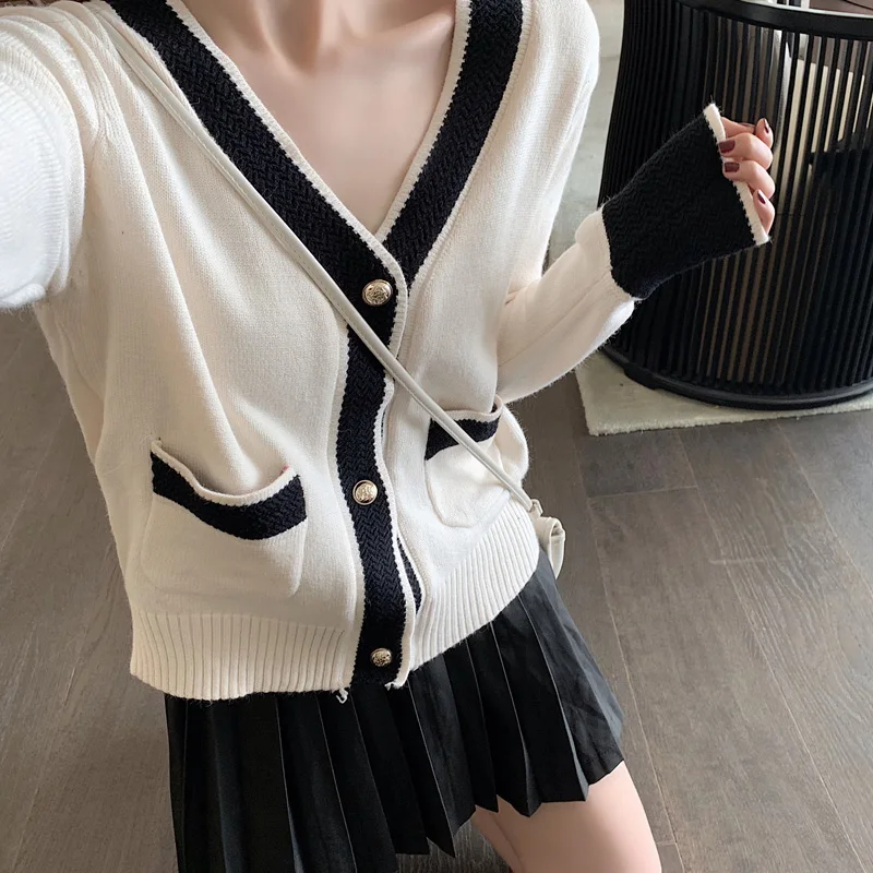 Новинка Осенняя рубашка COIGARSAM Женские топы с длинным рукавом Свободный вязаный